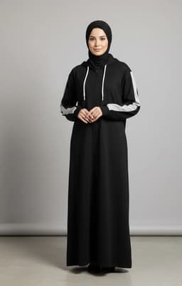 Zipper Hoodie Abaya 52 Black