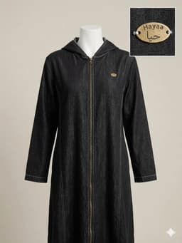 Black Denim Abaya (Hoodie) 56 (XL) black