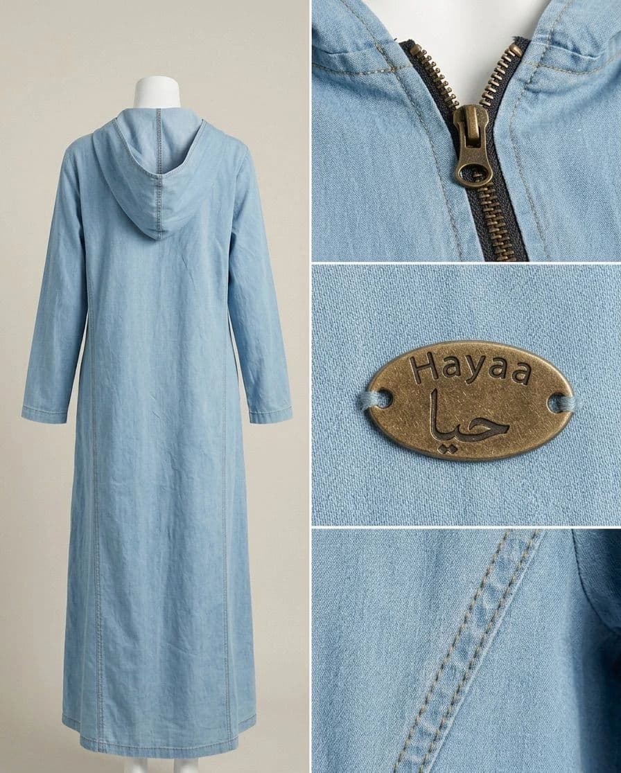 Denim Hoodie Abaya